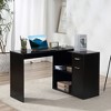 NicBex 46 Inch L-Shaped 180 Degree Rotating Home Office Desk with Open Shelves,Drawer and Cabinet,Black/White - 2 of 4