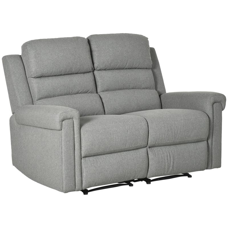 HOMCOM Modern Loveseat Recliner Sofa with Thick Sponge Padding, 2 Seater Couch Recliner Couch Manual Reclining Sofa Loveseat Couch, 1 of 8