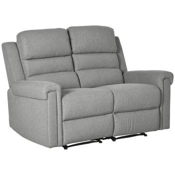 HOMCOM Modern Loveseat Recliner Sofa with Thick Sponge Padding, 2 Seater Couch Recliner Couch Manual Reclining Sofa Loveseat Couch
