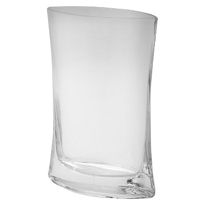 9.5"x7" Glass Curved Vase - Diamond Star