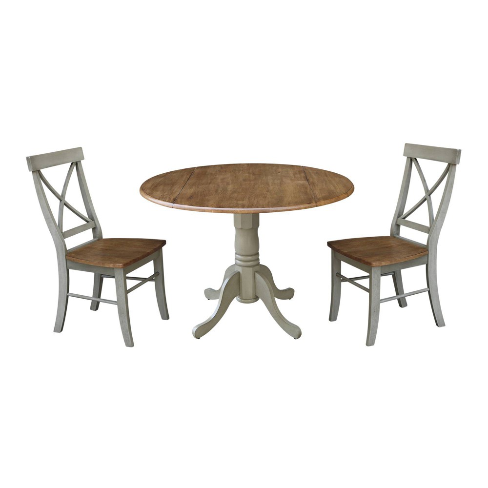 Photos - Dining Table 42" Tina Dual Drop Leaf Dining Set with 2 X Back Chairs Hickory Brown - In