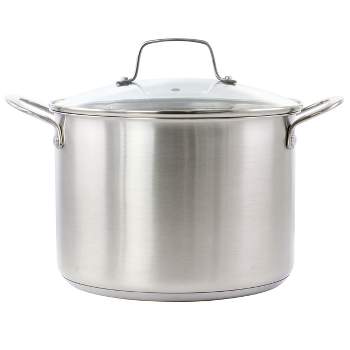 Kenmore Stainless-Steel Pot with Steamer Insert and Lid, 16 Quart, Blue