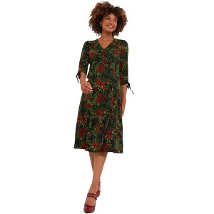 Joe Browns Women's Plus Size Stretch Knit Faux Wrap Midi Dress