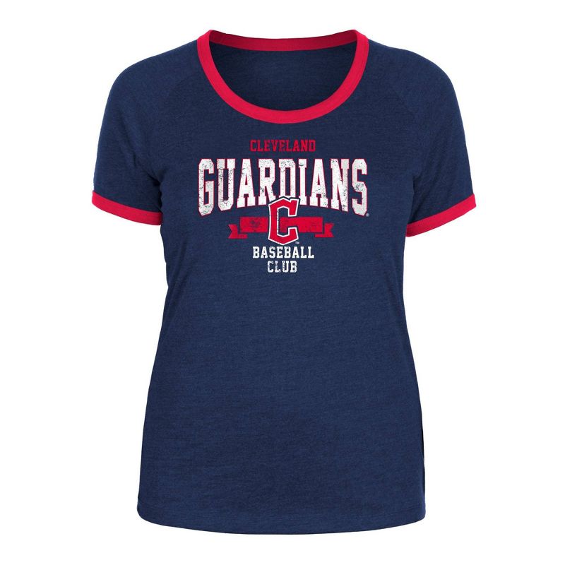 MLB Cleveland Guardians Women&#39;s Heather Bi-Blend Ringer T-Shirt, 1 of 7