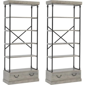 Nasitip [2PACK] 5-Tier Bookshelf with Storage Drawer, 81.3''Tall Vintage Bookcase, Open Bookshelf for Living Room Offic Bedroom Library - 1 of 4