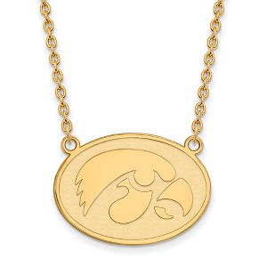 Black Bow Jewelry 14k Yellow Gold Plated Sterling Silver Iowa Hawkeyes NCAA Necklace 18 Inch - 1 of 4