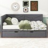 Twin Size Daybed with Trundle/2 Drawers and Rustic Guardrail, Grey/Brown-ModernLuxe - 2 of 4