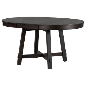 Dexmalle Farmhouse Round Extendable Dining Table with 16" Leaf Wood - 1 of 4