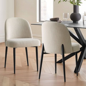 Upholstered Dining Chairs with Linen Blend Fabric and Metal Legs, Modern Armless Side Chairs for Dining Room-Maison Boucle - 1 of 4