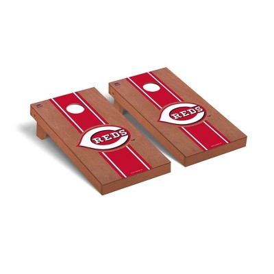 MLB Cincinnati Reds Premium Cornhole Board Rosewood Stained Stripe Version
