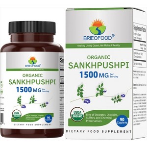 Brieofood Organic Sankhpushpi 1500mg, 45 Servings, Vegetarian, Gluten Free, 90 Vegetarian Tablets - 1 of 4