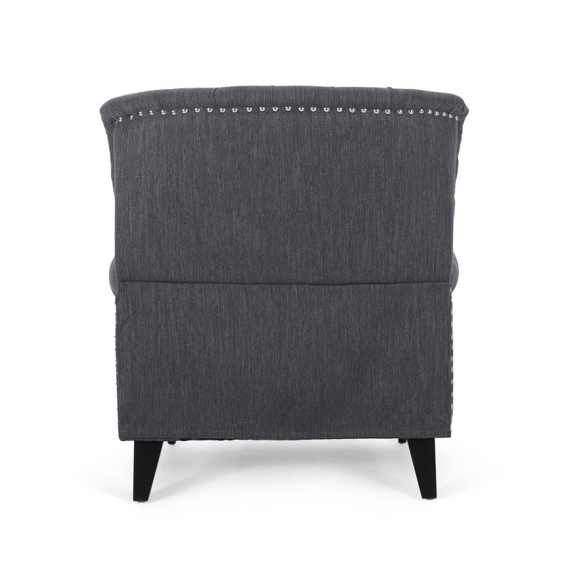 Sunapee Contemporary Nailhead Trim Tufted Recliner Charcoal Fabric/Espresso - Christopher Knight Home, 6 of 11