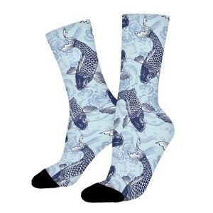 Blue Koi Women Printed Crew Socks Funny Funky Socks Soft Polyester Novelty Gifts for Artists Men - 1 of 1