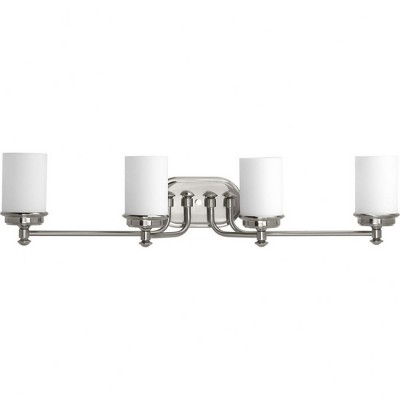 Progress Lighting Glide Collection 4-Light Bath Vanity in Brushed Nickel with Etched Opal Glass Shade