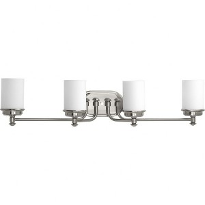 Progress Lighting Glide Collection 4-Light Bath Vanity in Brushed Nickel with Etched Opal Glass Shade - 1 of 4