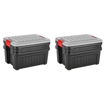 Rubbermaid Black Action Packer Lockable Latch Indoor and Outdoor Storage Box Container for Home, Garage, Backyard