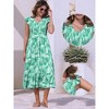 INSPIRE CHIC Women's Summer Printed V Neck Elastic Waist Ruffle Cap Sleeveless A-Line Beach Midi Dress - 2 of 4