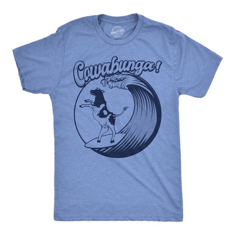 Мужские футболки Crazy Dog T-Shirts, Inc. Mens Funny T Shirts Cowabunga Sarcastic Cow Graphic Novelty Surfing Tee for Men - Crazy Dog Men's T Shirt for Animal Lovers Light Blue M