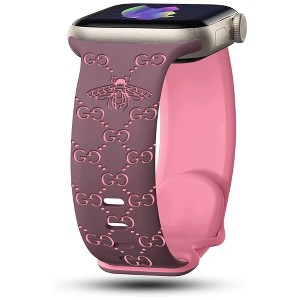 HTUTWOO Bee Engraved Apple Watch Band, Two Tone Silicone Sports Strap 38/40/41/42/44/45/46/49 mm for iWatch Series 10 9 8 7 6 5 4 3 2 1 SE Ultra - 1 of 3