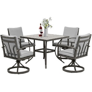 HAPPATIO Patio Outdoor Dining Set - All Aluminum Patio Table and Chairs Set with Cushions, Patio Dining Set for Lawn, Garden - 1 of 4