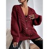 Womens Lantern Long Sleeve Twist Sweater Cardigan Jacket Fall Casual Button V Neck Retro Style Fashion Loose Shirt Top - 3 of 4