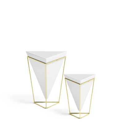 Set of 2 Trigg Tabletop Vessels White/Brass - Umbra
