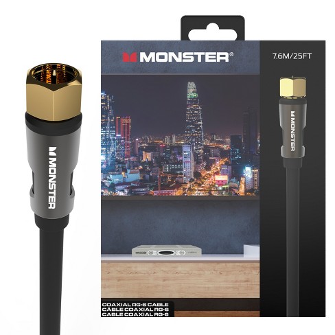Monster Essentials Coaxial Video Cable - Rg-6 Coax Cable Featuring  Gold-plated F-pin Connector, Duraflex Protective Jacket, And Aluminum  Extruded Shell : Target