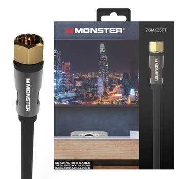 Monster Essentials Coaxial Video Cable - RG-6 Coax Cable Featuring Gold-Plated F-Pin Connector, Duraflex Protective Jacket, and Aluminum Extruded Shell
