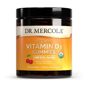 Dr. Mercola Organic Vitamin D3 Gummies, 30 Servings (30 Gummies), 5,000 IU, Natual Cherry Flavor, Dietary Supplement, Bone & Immune Support, Non-GMO - 1 of 4