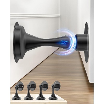 DOMETOUR Magnetic Door Stoppers 4 Pack, Stainless Steel, Heavy Duty, Wall/Floor Mount, Adhesive & Screws, Strong Door Holder