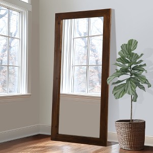 Dovelina Solid Wood Freestanding Full Body Mirror Floor Mirror - 71"x32", Walnut - 1 of 4