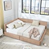 Sapphtopaz Queen Velvet Daybed Tufted Bed Frame with 2 Drawers Upholstered Sofa Bed with Backrest & Armrests Queen Beds for Apartment, Bedroom - 3 of 4