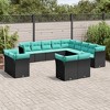 vidaXL 13-Piece Patio Sofa Set - Outdoor Furniture Black Poly Rattan with Cushions, Modular Garden Seating - 2 of 4