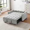 LOVMOR Modern Velvet Loveseat Futon Sofa Couch w/Pullout Bed,Small Love Seat Lounge Sofa w/ Toss Pillows, Pockets, 3 in 1 Convertible Sleeper Sofa Bed - 3 of 4