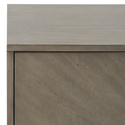 Light Grey 2-Drawer Mid-Century Nightstand with Bronze Handles