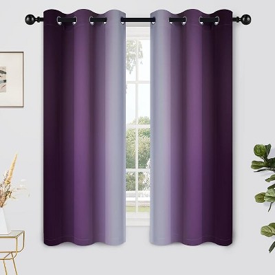 Yakamok Greyish White and Purple Ombre Curtains(42x63 Inch, 2 Panels)