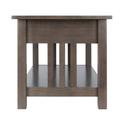 Transitional Oyster Gray Rectangular Coffee Table with Storage