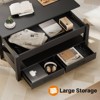 Greenstell 39.4 inch Vintage solid wood gas pressure lift coffee table with drawers and hidden compartments for storage, Black - 2 of 4