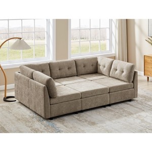 VANOMi Chenille Sectional Sofa with Ottoman - 1 of 4