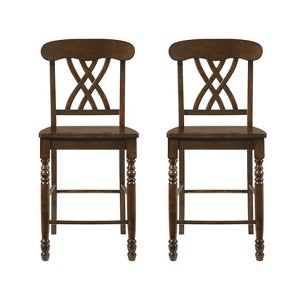 Simple Relax Set of 2 Wooden Counter Height Chairs in Walnut - 1 of 4
