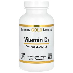 California Gold Nutrition Vitamin D3, 50 mcg (2,000 IU), 360 Fish Gelatin Softgels - 1 of 3