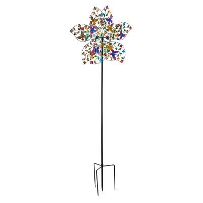 Evergreen 72"H Wind Spinner, Multicolored Butterflies