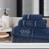 Zero Twist Cotton Floral Jacquard 3 Piece Bathroom Towel Set by Blue Nile Mills - 2 of 4
