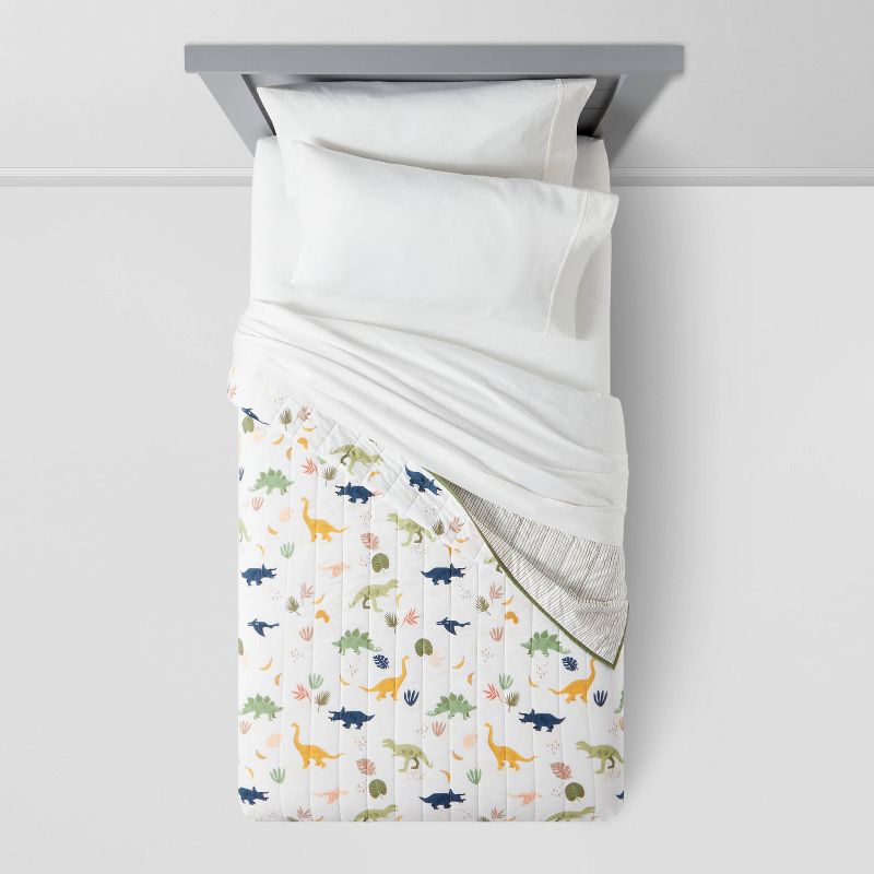 Dinosaur Poly Cotton Reversible Kids' Quilt - Pillowfort™, 3 of 11