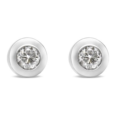 Haus of Brilliance 10K White Gold 1/5 Cttw Near Colorless Diamond Bezel-Set Stud Earrings