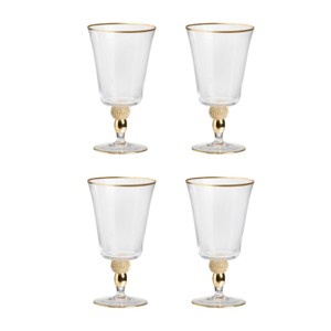 ChicFurnit Drinkware Goblet Set with Gold Trim and Diamond Finial for Special Occasions, Clear, 4.1"*4.1"*7.5" - 1 of 4