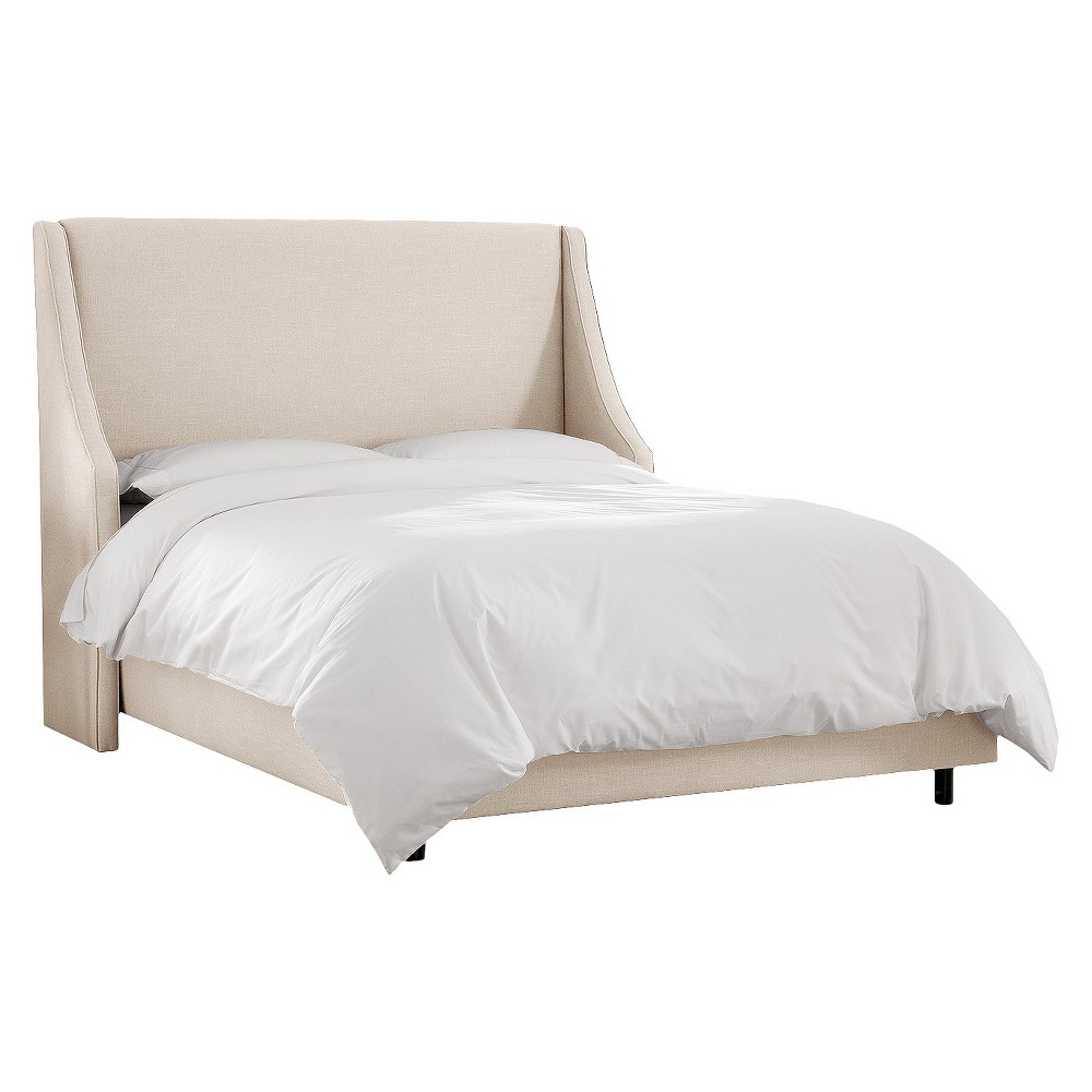 Photos - Bed Skyline Furniture Full Dianna Swoop Arm Wingback Linen  Talc