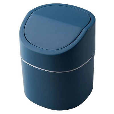 LunaLulinlk Blue 0.5 Gallon (2 Liter) Twist-On Lid Mini Trash Can for Bedroom Dresser