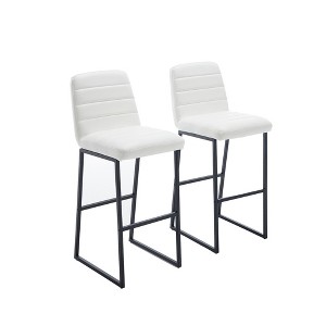 2pcs/set High Bar Stool Chairs With Solid Wood LegsPU Leather Upholstered Barstools 265lbs Max Weighing Capacity For Kitchen Island Bar Livingroom - 1 of 4
