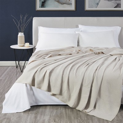 DOZ Waffle Bed Blanket, 50% Bamboo Viscose and 50% Cotton Blend, Lightweight, Ultra Soft, Breathable